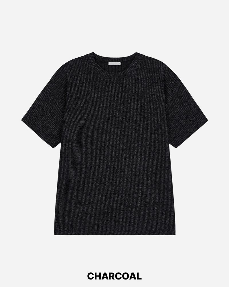 Ribbed Two-Tone Muscle Fit Short Sleeve