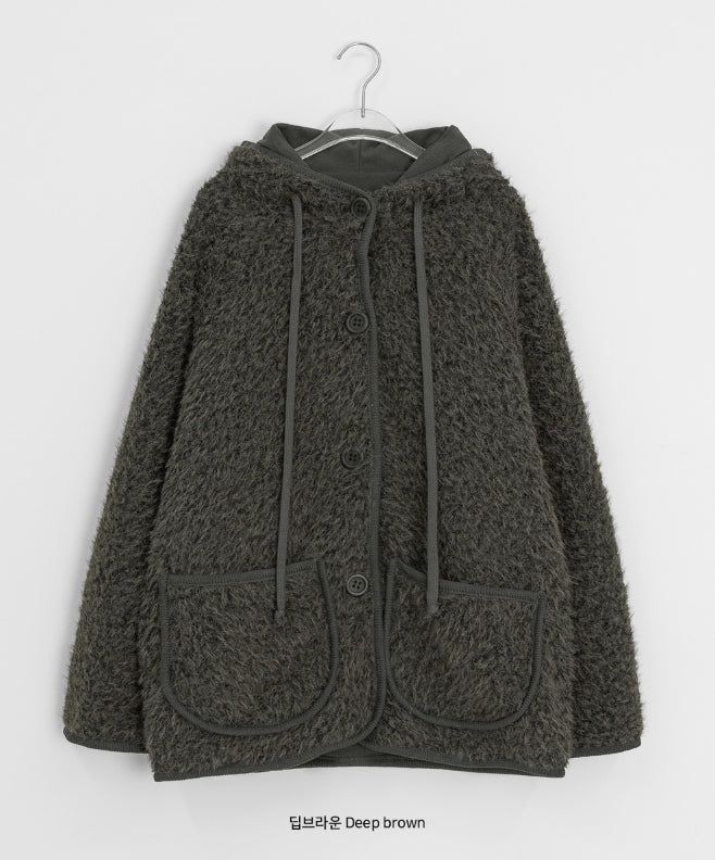Handal Boucle Half Hood Fur Jacket