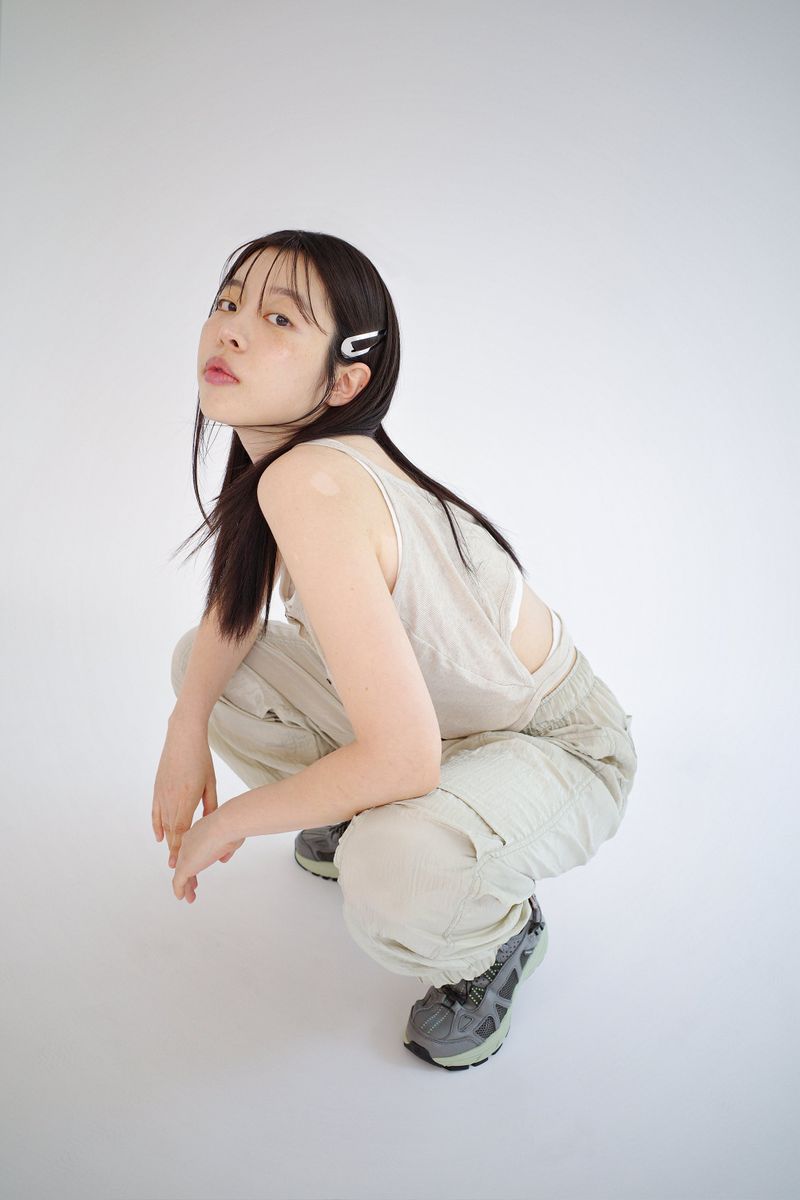リネンブレンドカットアウトトップス, ベージュ