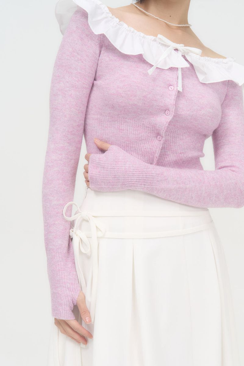RIBBON FLARE LONG SKIRT (WHITE)