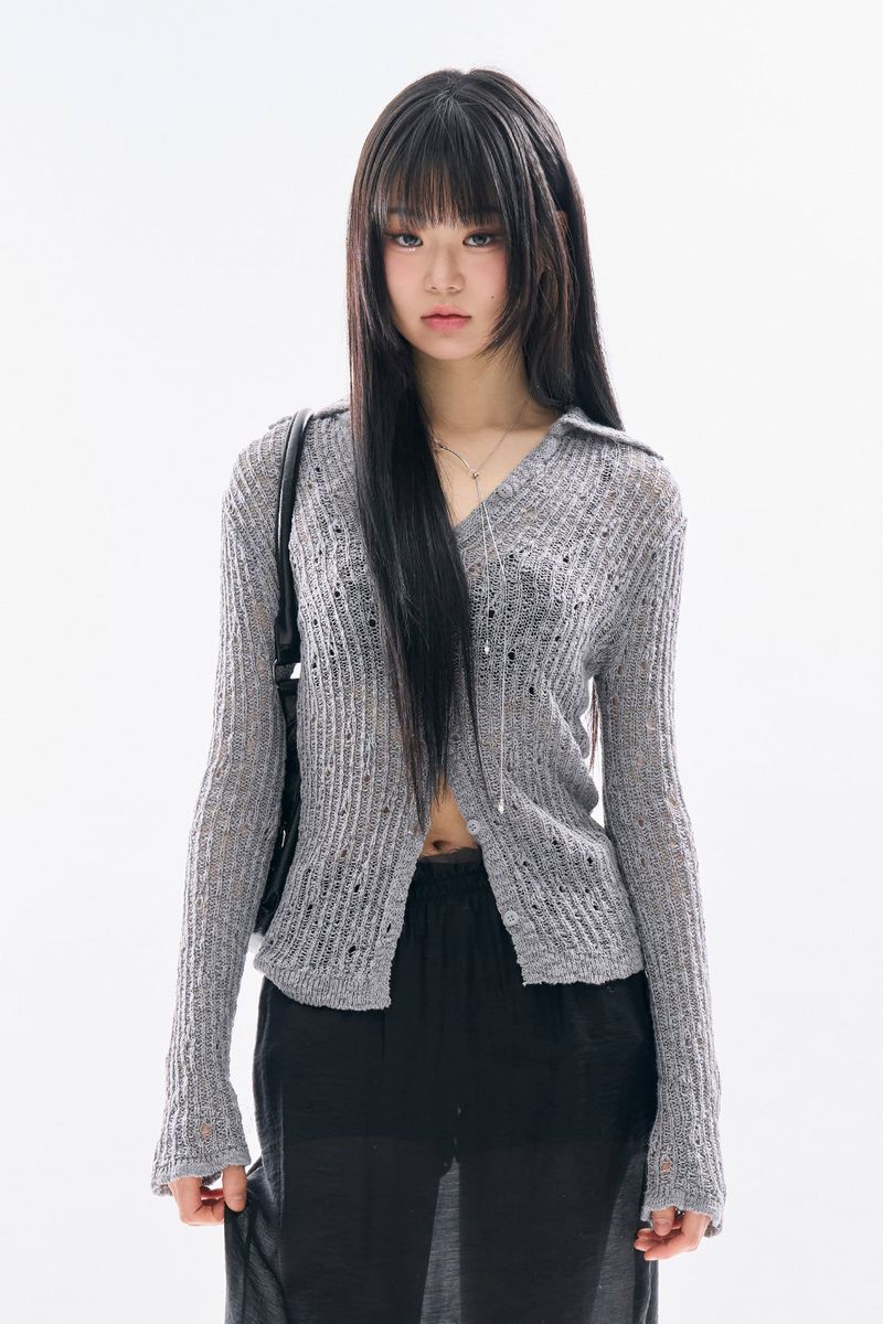 Raucohouse（ラウコハウス）の「Solune net collor cardigan（Tops）」