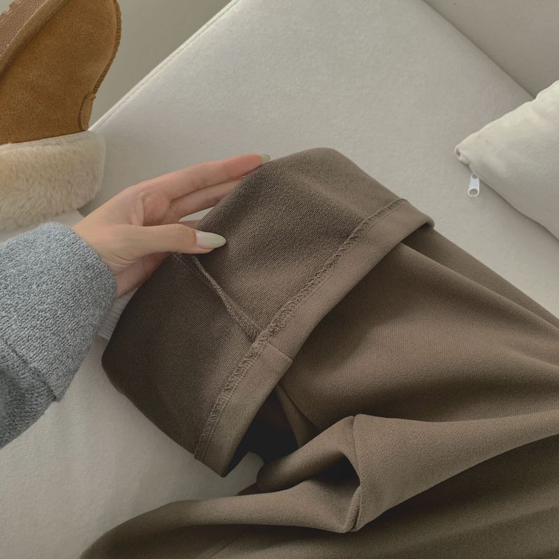 SHORT / woolen pintuck winter wide slacks pants