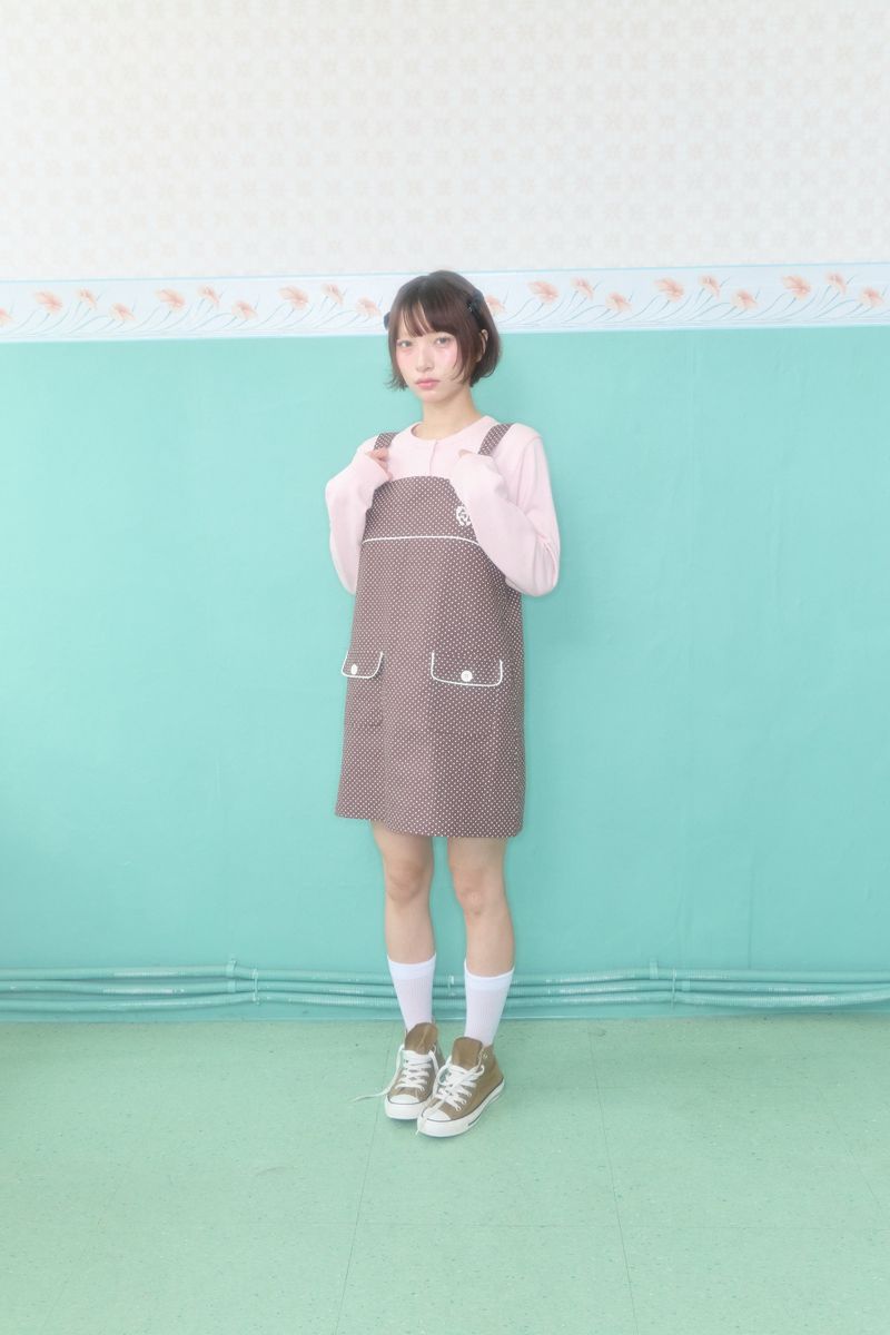 DOLLY BUTTON MINI DRESS (BROWN)