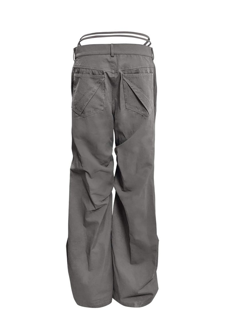  PELVIC STRAP CURVED PANTS . ASH GREY