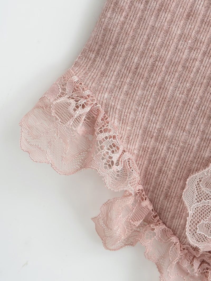 Brina Lace Ruffle Button Top