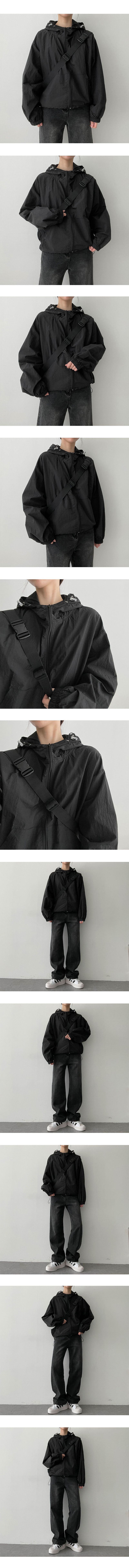 Hining High Neck String Hood Windbreaker
