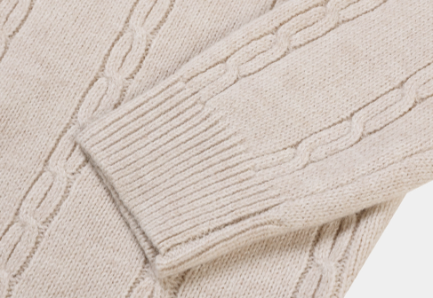 Look & P Henry Neck Button Cable Overfit Knit