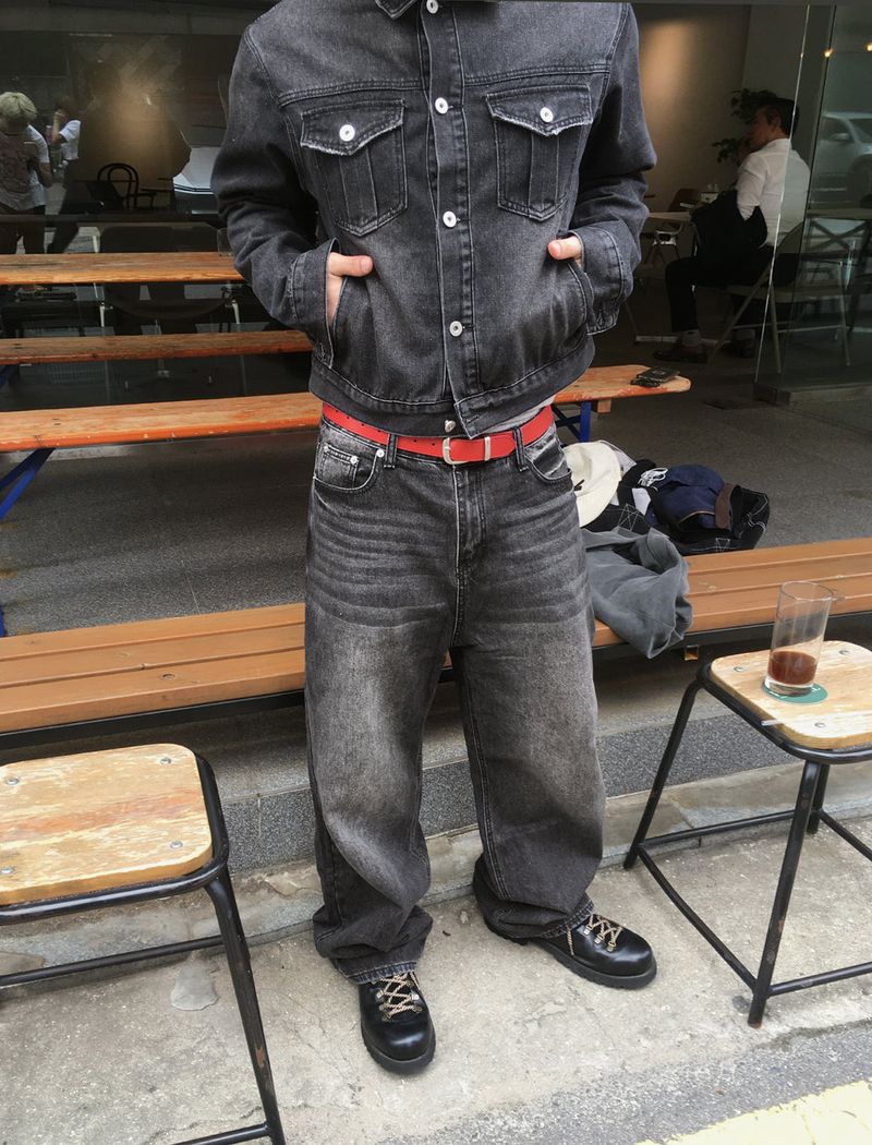 No.1861 crack SW black denim PT