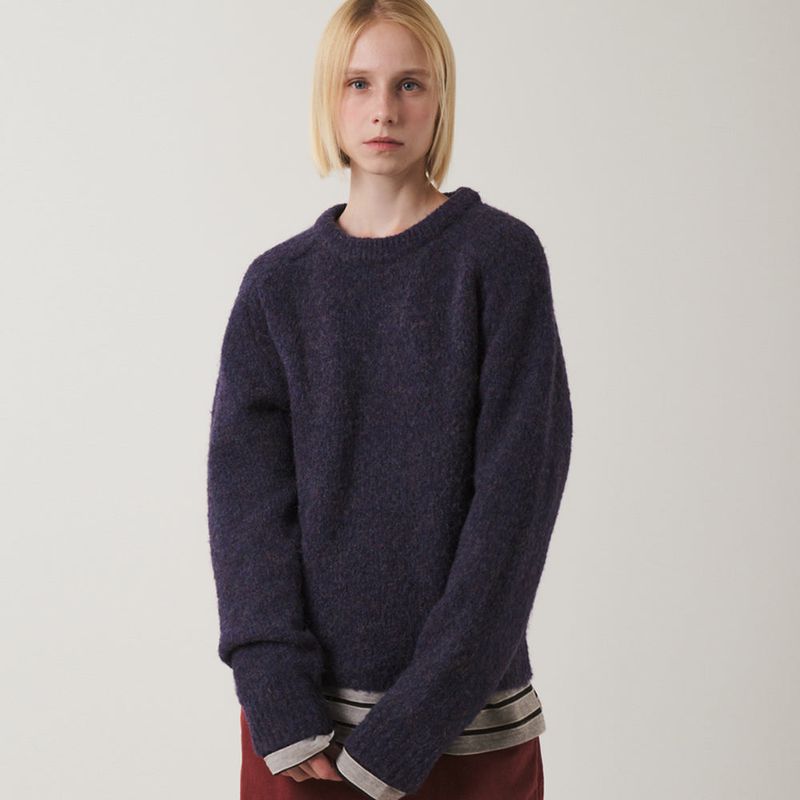 RAVEROUS（レイバロス）の「Saddle Sleeve Vintage Sweater_Purple Navy（Tops）」