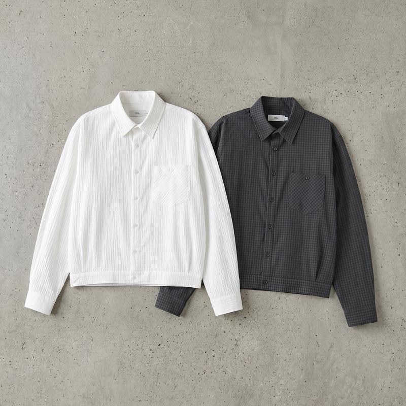Textured Cropped Shirt