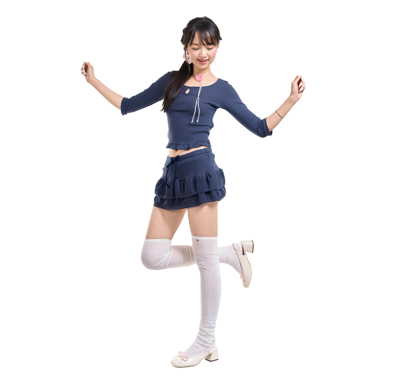 BLOSSOM PICOT MINI SKIRT [NAVY]