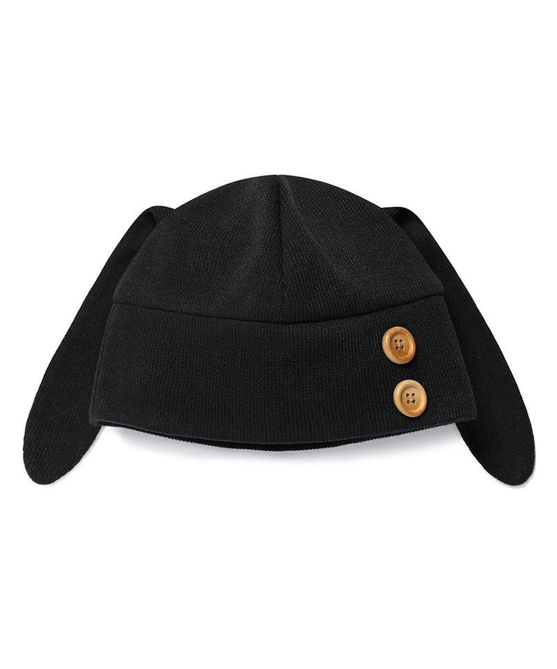 RABBIT BUTTON BEANIE BLACK(CV2GFUAB33A)