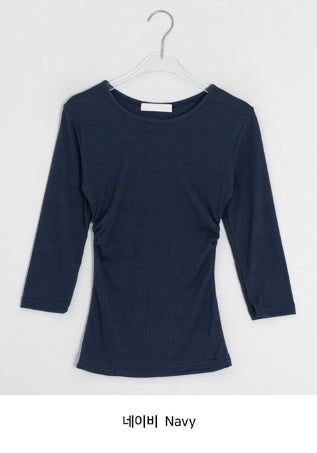 ワンプイUネック/Vネックサイドシアリング7分丈Tシャツ