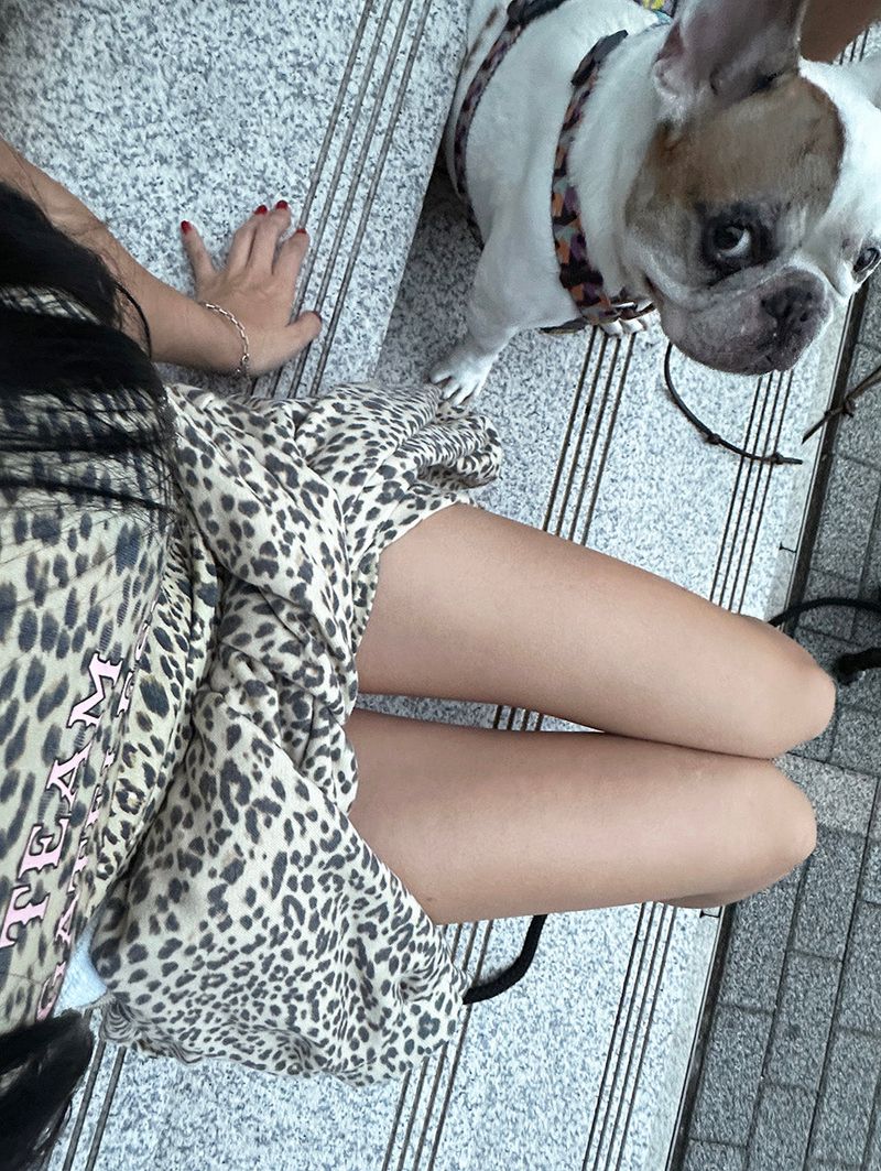 leopard print camouflage banding shorts