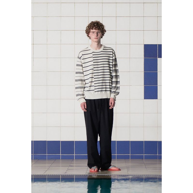 ARGYLE ELBOW STRIPE KNIT / IVORY
