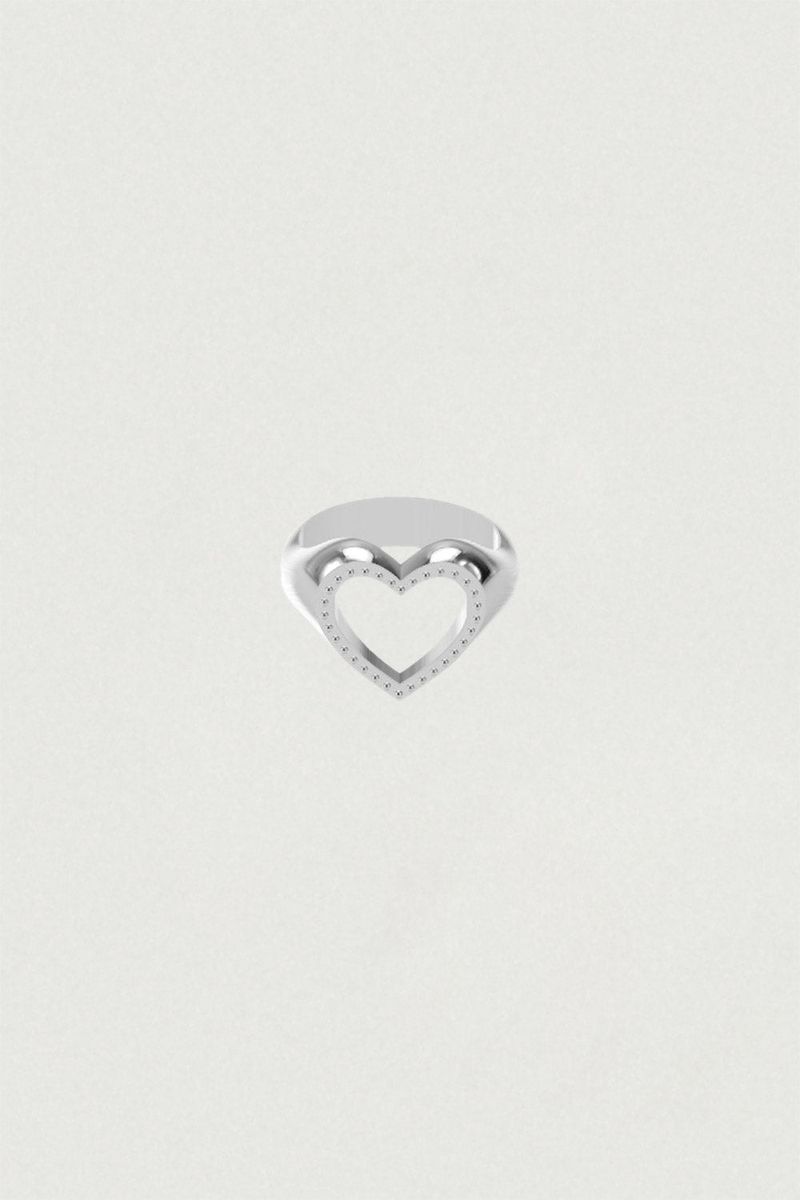 [925SILVER] COOKIE FRAME HEART STUD RING