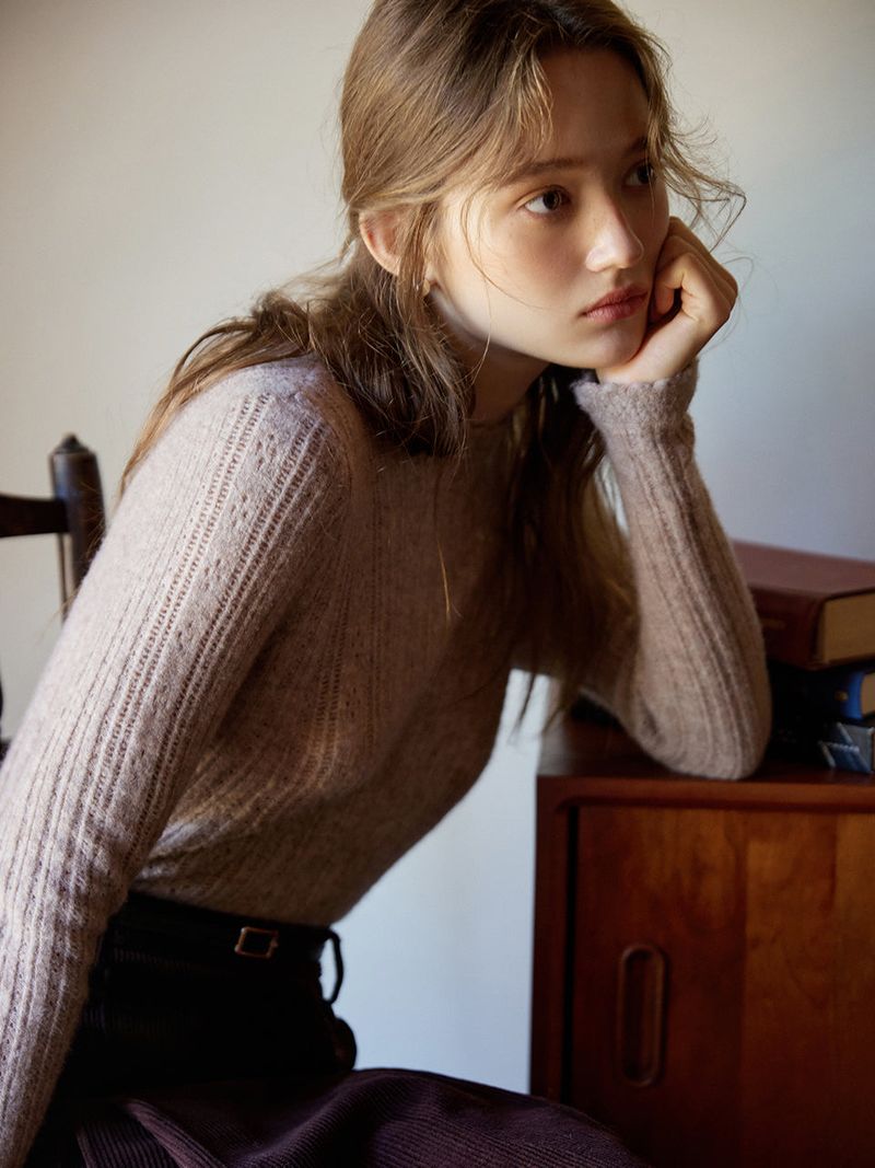 BETH woolen wave neck knit