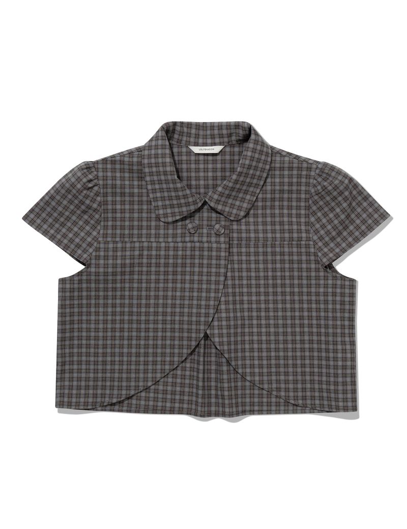 CHECKERED DOUBLE BLOUSE(GREY)