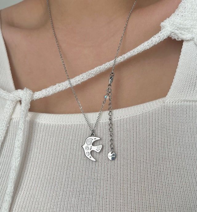 Acer rojo(アセルロジョ)の「brd Lovely Bird Stainless Steel Lucky New Long Beads Layered Coin Luck Necklace(Accessories)」