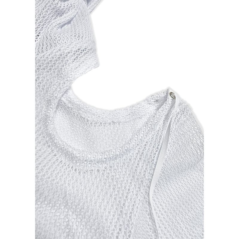 MULTIWAY MASH SHIRRING KNIT HOOD . WHITE