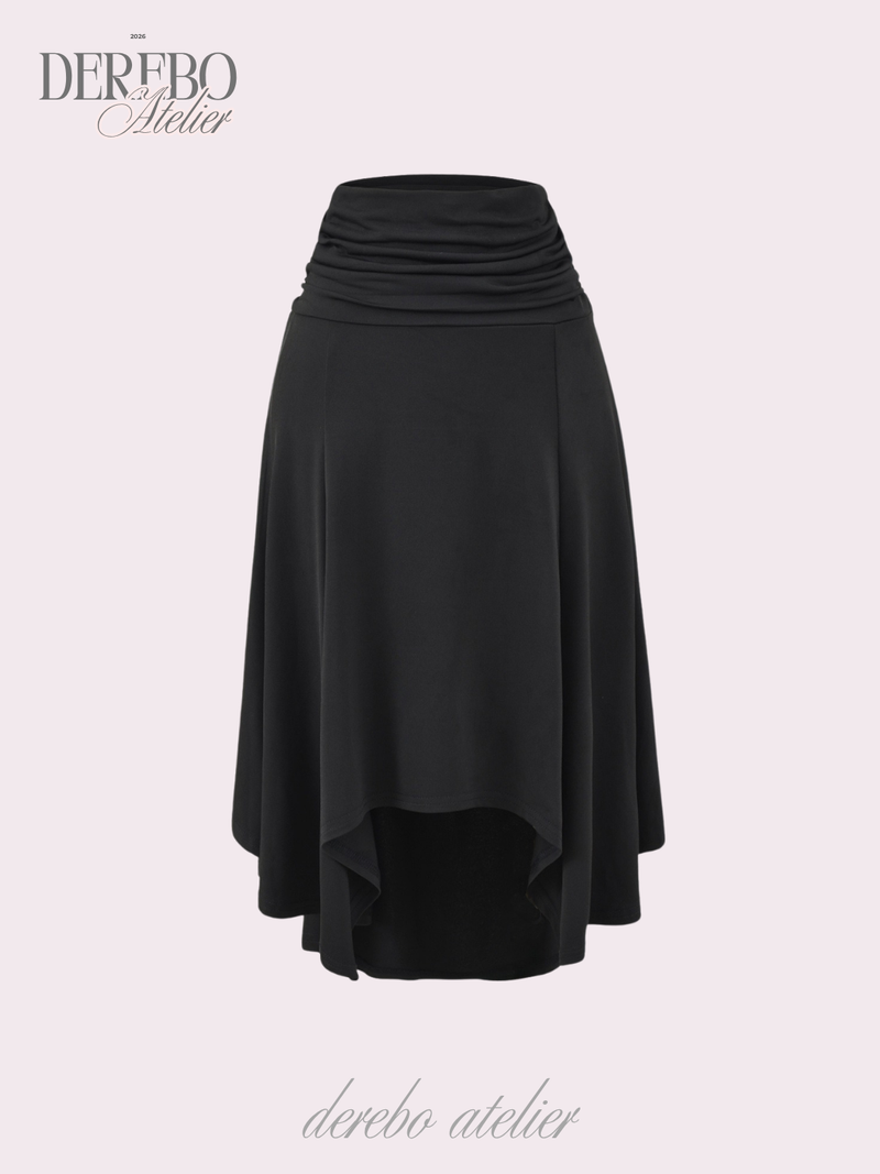 mood fit unbalanced midi long skirt