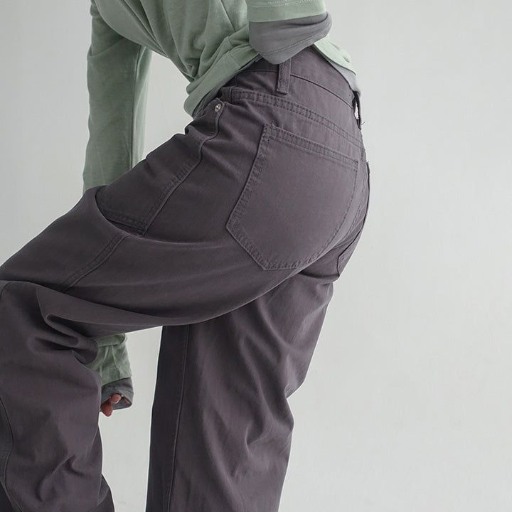 [Akabin] Herringbone Semi Wide Cotton Pants - 3color
