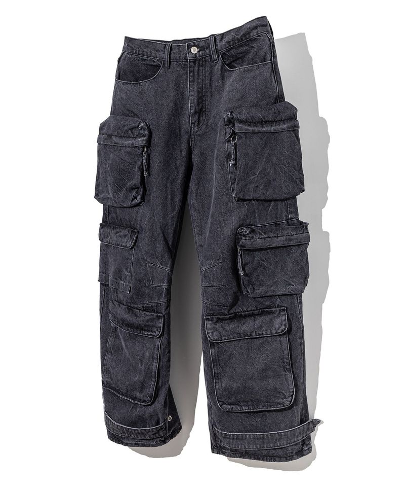 M6X SNAP CARGO DENIM PANTS MSFJP001-BK