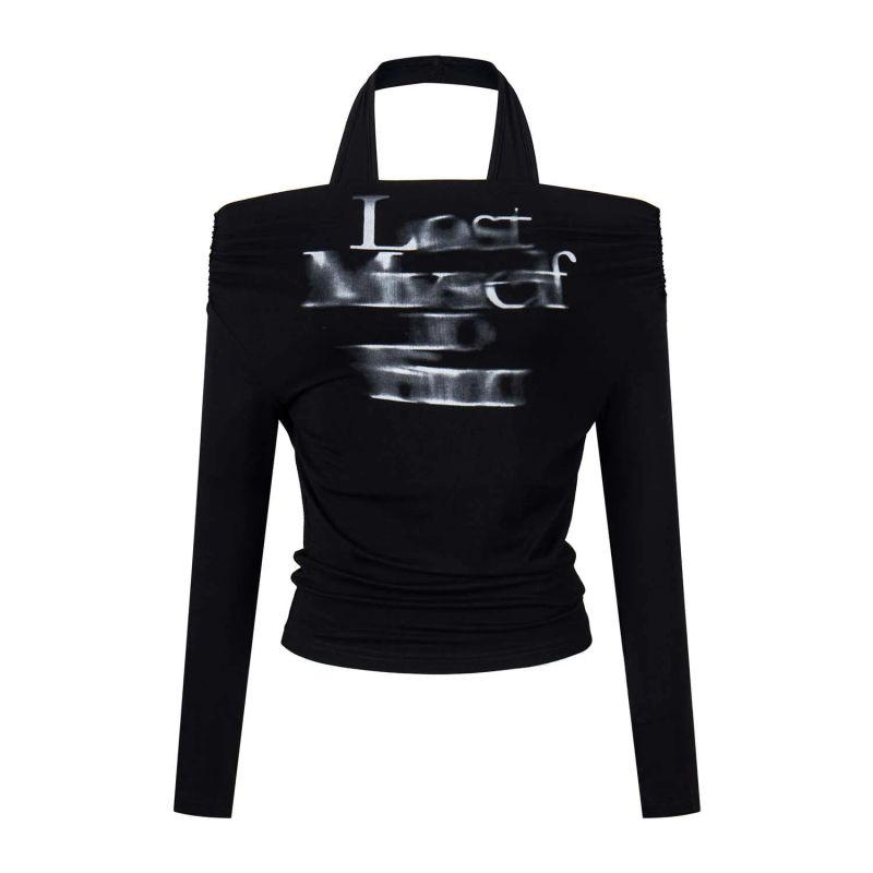 Sarah Graphic Halter Ruched Top