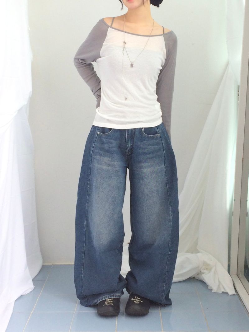 Curved incision balloon pants