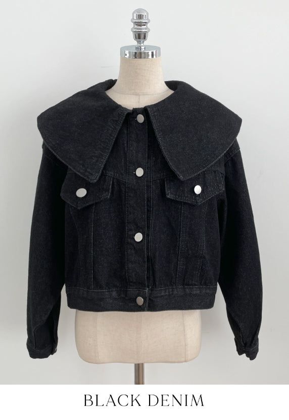 Milo Big Collar Crop Denim Jacket