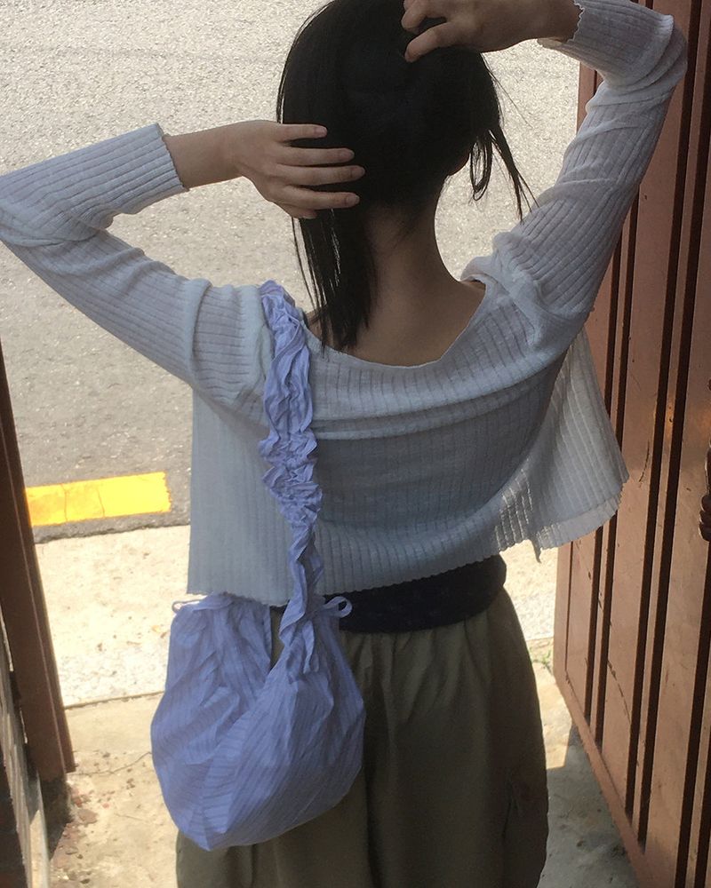 Ore Stripe Shirring Shoulder Crossbag