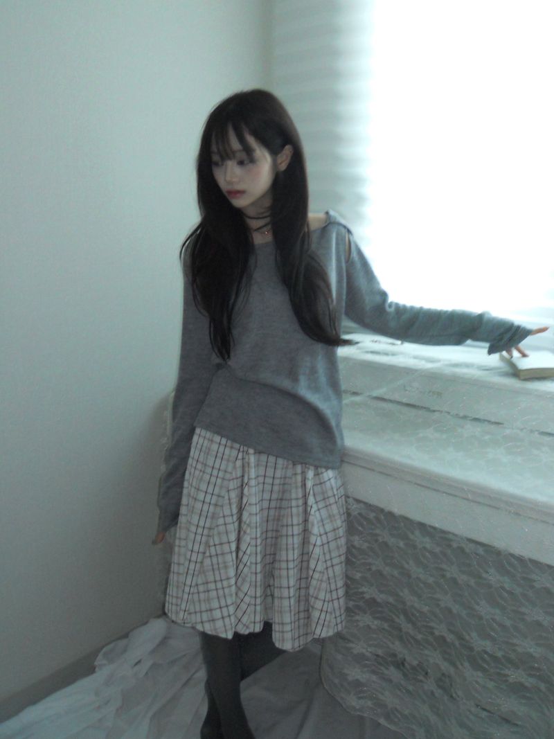 unbal slit hoodie