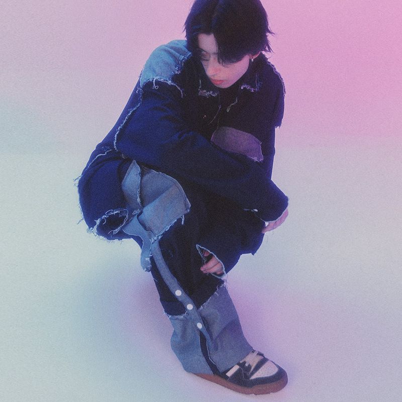 grunge roll-up denim pants_blue