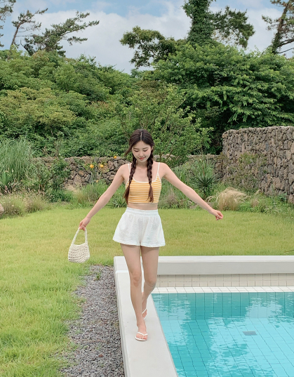 Striped Towel Bra Swim Top (6color)