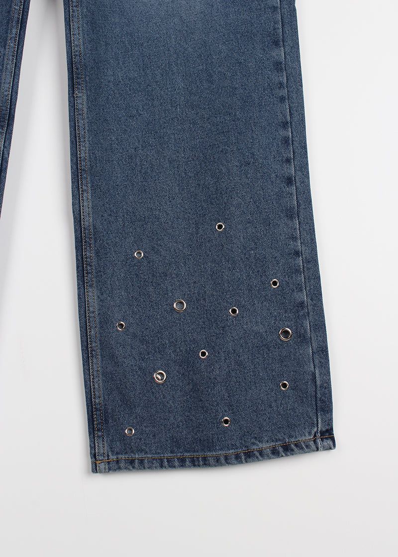 EYELET DENIM PANTS