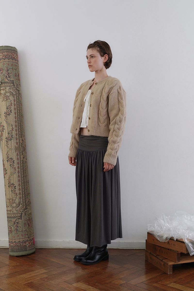 Mohair cable cardigan_beige