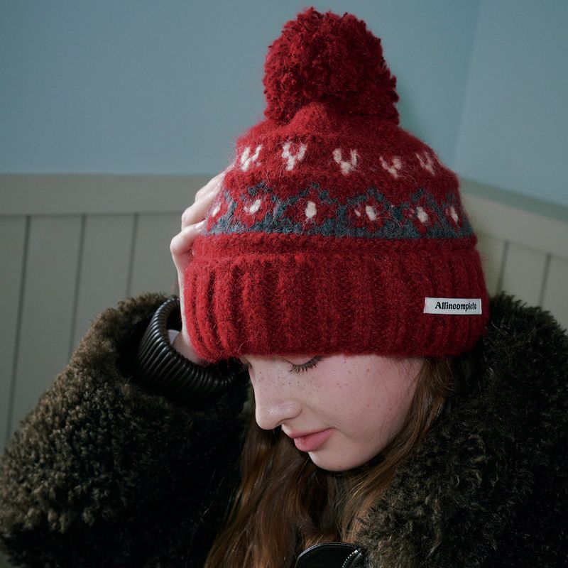 Heart Diamond Bell Beanie (Red)