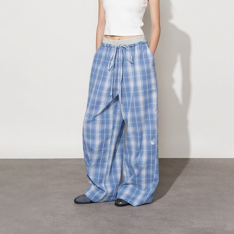 FMACM Contrast Waistband Check Trousers