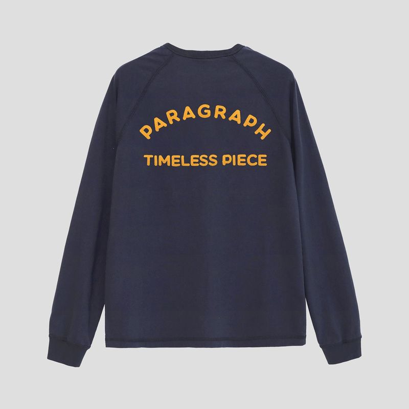 EMBROIDERED HENLEY LONG SLEEVE - NAVY