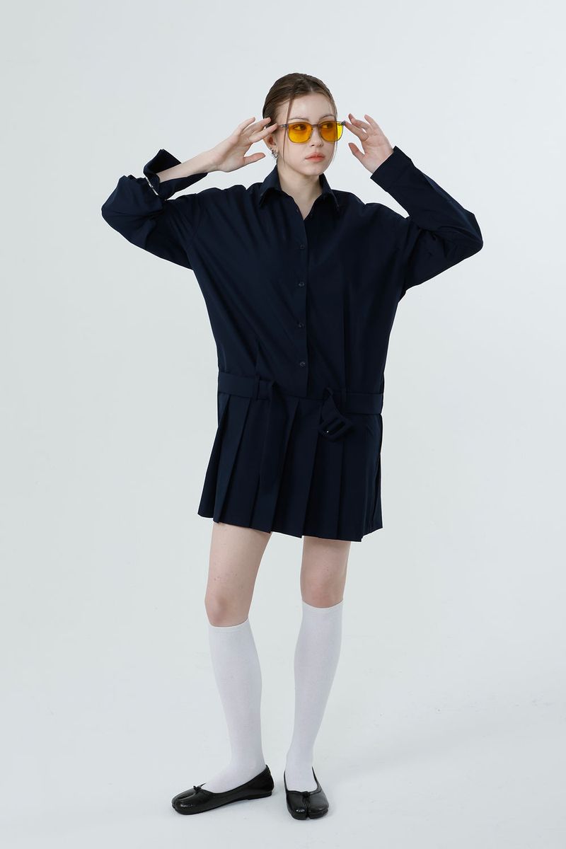 Loventina(ラヴェンティナ)の「NEW LOW PLEATS DRESS_NAVY(Dresses)」