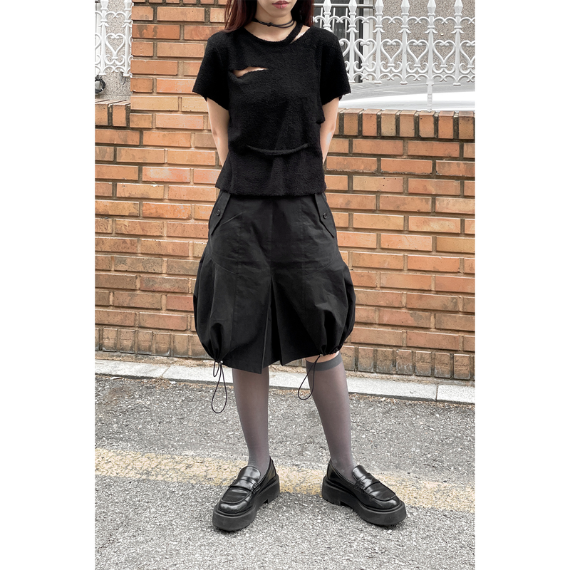 PUMPKIN STRING SKIRT : BLACK