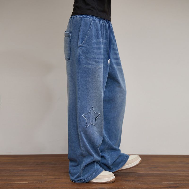 YK Applique Denim Sweat pants