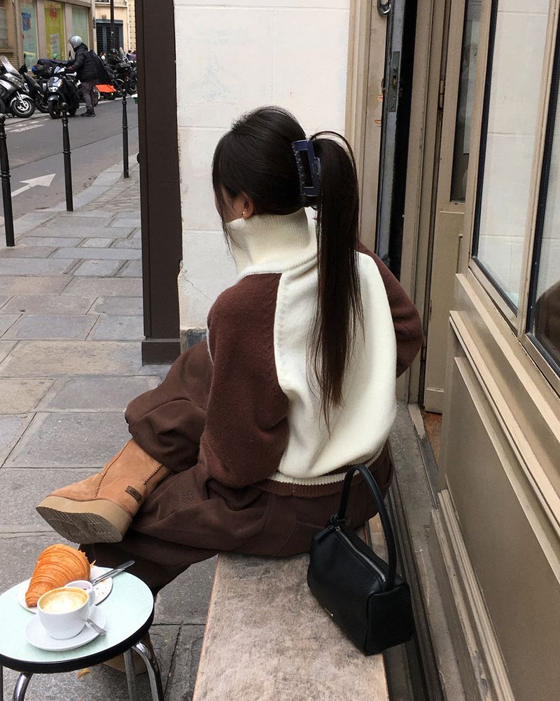 [ORIGINAL] Tard Color-Block Raglan Knit Zip-Up