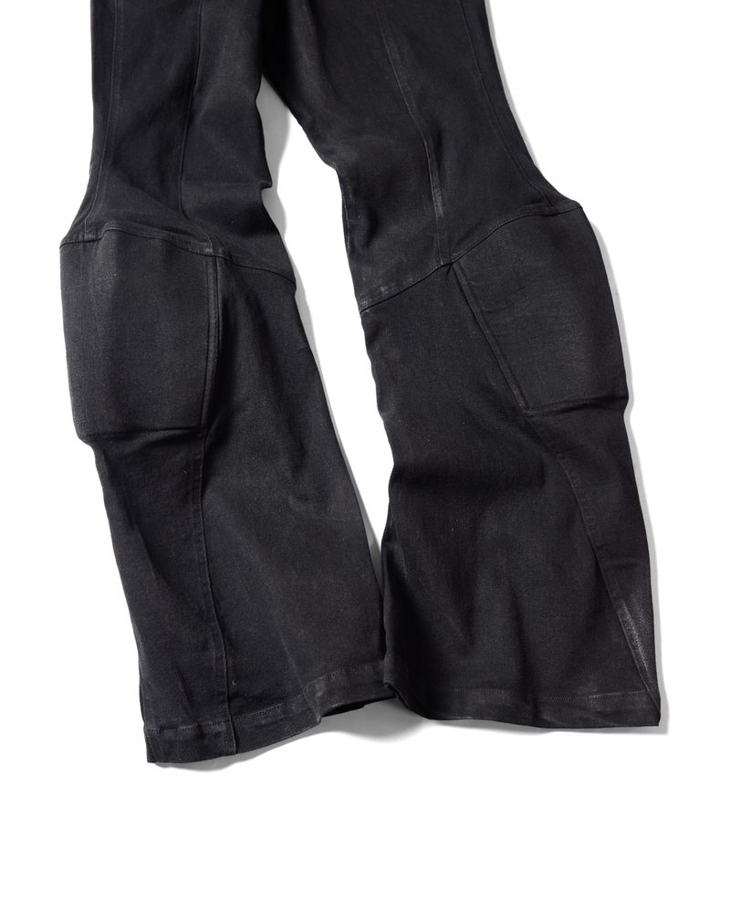 PADDED FLARED BLACK DENIM PANTS 