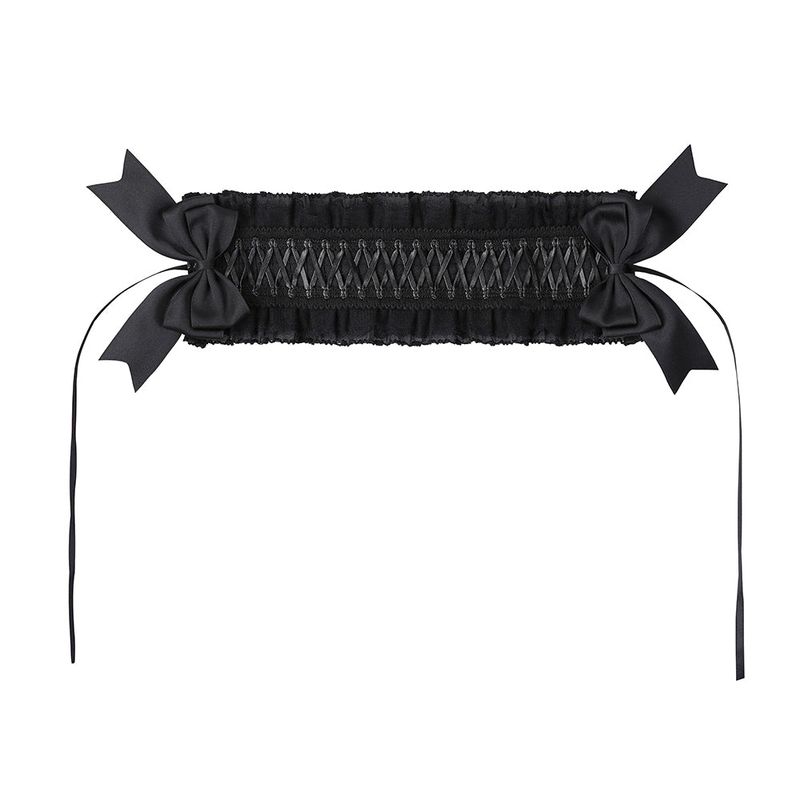 Gothic Lace-Up Headdress - Black 