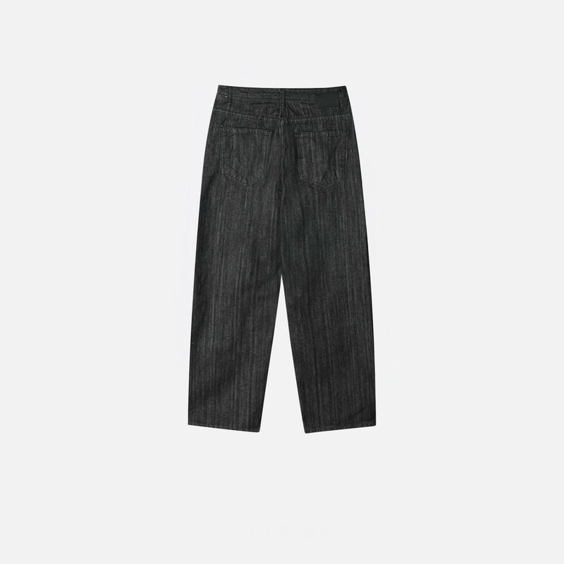 Slub strip denim pants