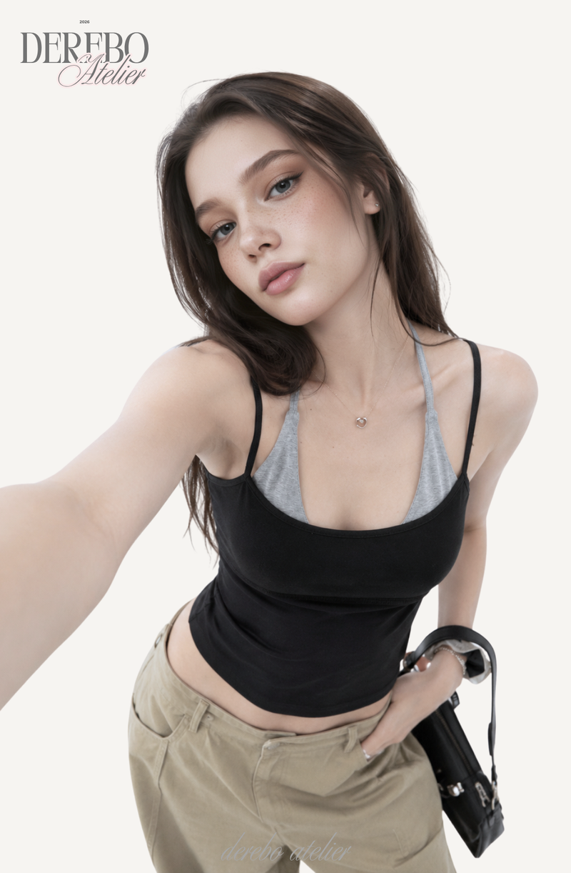 double halter pad sleeveless top