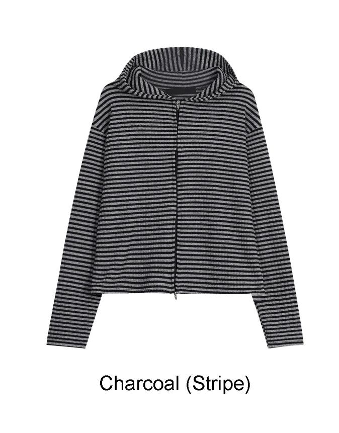 Terren Ribbed Crop Hood Zip-Up