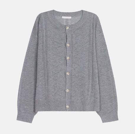 Ropi Punched Linen Knit Cardigan