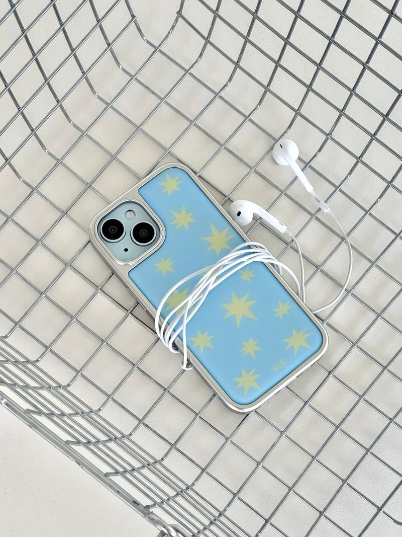 BLUE SPARKLING Silver Epoxy Case